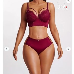 SUPPORT SHAPING BRA (EUPHORIA) BURGUNDY&BUTT ENHANCING PANTY (EUPHORIA) BURGUNDY